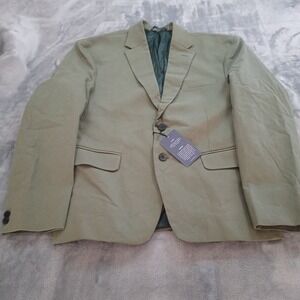 StudioSuits Custom Made Blazer Jacket Mens 44 Olive Green Cotton‎ Chino Stretch